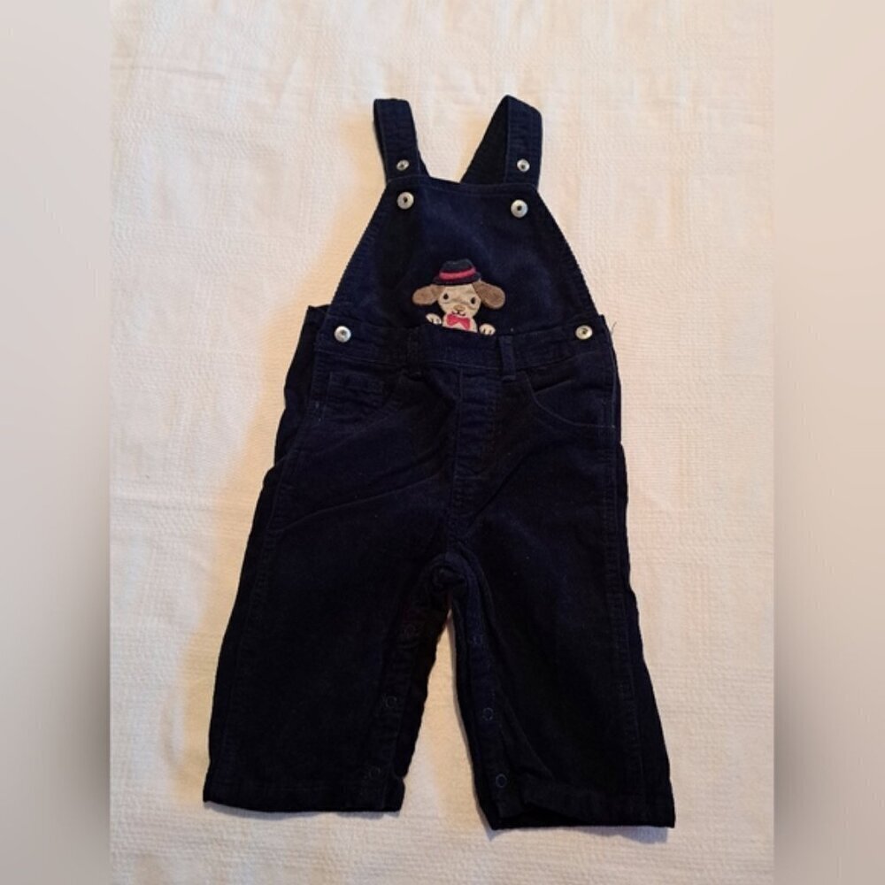 Gymboree boys 6-12 months Handsome Pup line blue corduroy overalls